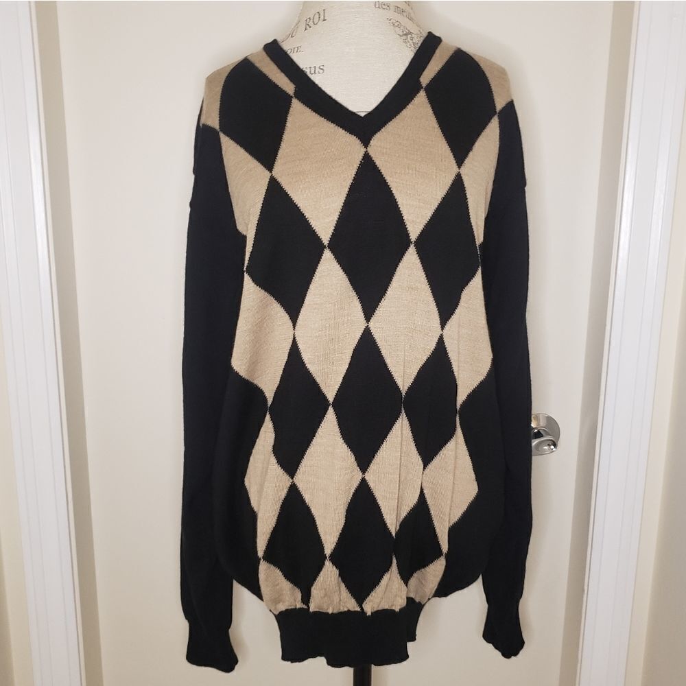 Argyle Merino Wool Vintage Polo